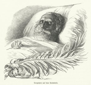 Der russische Autor Iwan Turgenew auf seinem Sterbebett von German School