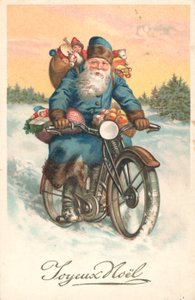 Weihnachtsmann auf einem Motorrad von German School
