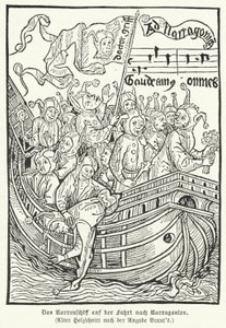 Szene aus Sebastian Brants satirischer Allegorie Narrenschiff