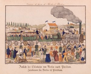 Dampfeisenbahn zwischen Berlin und Potsdam, Neuruppiner Bilderbogen, um 1840