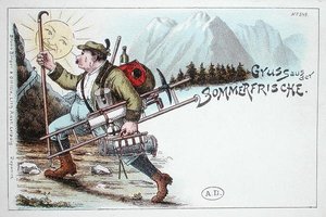 Sommerurlaubspostkarte, späte 19. oder frühe 20. Jahrhundert von German School