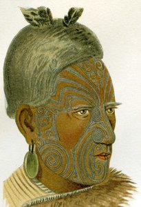 Tätowiertes Gesicht eines Maori-Häuptlings, 1894
