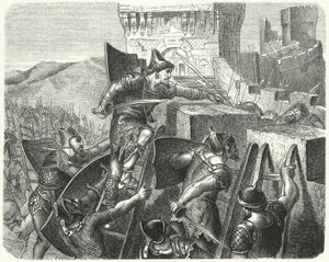 Die Babylonier stürmen die Mauern Jerusalems (Stich) von German School