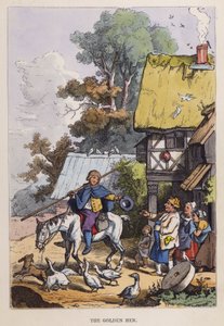 Das goldene Huhn (Farblithographie) von German School