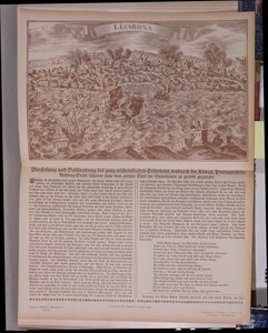 Das große Erdbeben von 1755 in Lissabon, Faksimile einer Originalgravur und Text, 1755