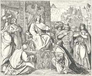 Der Heilige Römische Kaiser Heinrich VII. ruft seinen Sohn, Johann von Böhmen, zurück von German School