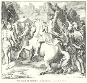 Die Belagerung von Jericho, Josua, Kapitel VI, Vers 13 (Gravur) von German School