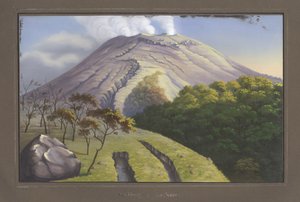 Die Südseite des Gipfels des Merapi, gesehen aus einer Höhe von 5231 Fuß, September 1836, Pl.VII aus Topographischer und Naturwissenschaftlicher Atlas zur Reise durch Java, von Dr. Fr. Junghuhn, Magdeburg