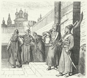 Die Strelitzen unter der Herrschaft von Peter dem Großen von Russland (Gravur) von German School