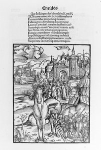Das Trojanische Pferd. Aeneis. Holzschnitt von Sebastian Brant von German School