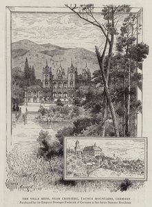 Die Villa Reiss, bei Kronberg, Taunusgebirge, Deutschland (Stich) von German School