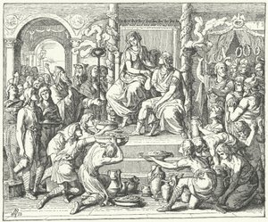 Die Hochzeit von Ataulf, König der Westgoten, und Galla Placidia, Tochter des römischen Kaisers Theodosius I., 414 (Gravur) von German School