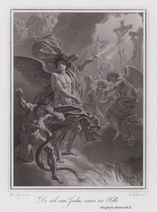 Die Seele des Judas auf dem Weg zur Hölle (Gravur) von German School