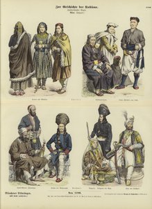 Tibetische und kaschmirische Kostüme, 19. Jahrhundert von German School