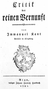 Titelseite von Kritik der reinen Vernunft von Immanuel Kant, veröffentlicht 1781