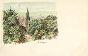 Ansicht der Stadt Freiburg, Deutschland, mit ihrem Dom von German School