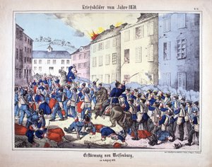 Krieg von 1870: Die Eroberung von Weißenburg (Schlacht von Weißenburg) zwischen den Soldaten der preußischen Armee und den Franzosen am 4. August