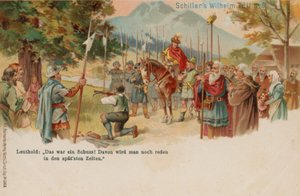 Wilhelm Tell schießt den Apfel vom Kopf seines Sohnes