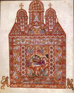 Geburt Christi (Miniatur aus dem Codex Egberti) von German School