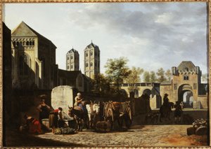 Öffentlicher Brunnen und St. Gereons Kirche in Köln, ca. 1670 von Gerrit Adriaensz Berckheyde
