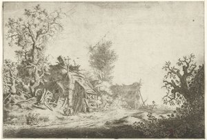 Landschaft mit verfallenen Bauernhöfen