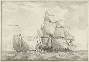 Kutter und ein Kriegsschiff