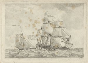 Kutter und ein Kriegsschiff