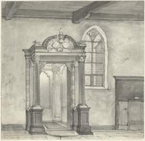 Zugang zur Kapelle mit der Gruft der Herren von Zandvoort, in der Kirche zu Zandvoort von Gerrit Lamberts