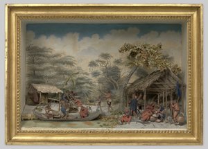 Diorama eines Karibenlagers