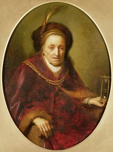 Eine alte Frau mit einer Sanduhr