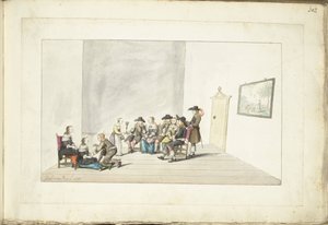 Gesellschaft von zehn jungen Menschen in einem Interieur von Gesina ter Borch (signed by artist)