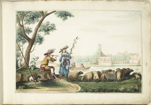 Pastorale Darstellung an einem Fluss