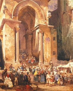 Tür des Glockenturms von St. Erasmus in Gaeta, von Giacinto Gigante (1806-1876), Italien
