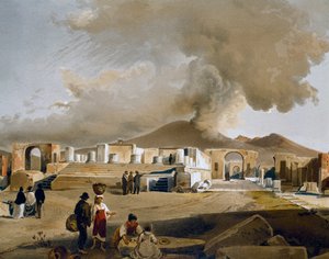 Ansicht des Forums und des Jupiter-Tempels in Pompeji, Illustration von Giacinto Gigante (1806-1876) aus Häuser und Denkmäler von Pompeji, von Fausto und Felice Niccolini