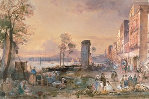 Blick auf Neapel von Marinella, von Giacinto Gigante (1806-1876), Bleistift, Aquarell und Bleiweiß auf Papier, Italien von Giacinto Gigante