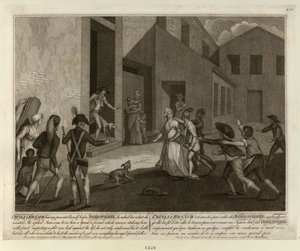Die Verhaftung von Cécile Renault am 22. Mai 1794 in der Wohnung von Robespierre, ca. 1798