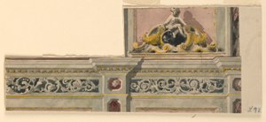 Zeichnung, Entwurf für eine bemalte Überdachung, 1850–75