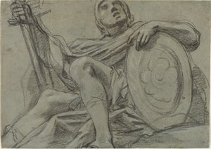 Sitzender Krieger mit Schwert und Schild [recto] von Giacomo Cavedone