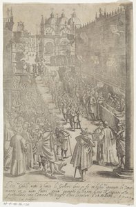Prozession von Musikern vor dem Dogenpalast von Giacomo Franco