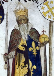 Darstellung der Markgrafen von Saluzzo und ihrer Gemahlinnen als historische und mythologische Helden und Heldinnen (Detail) von Giacomo Jaquerio