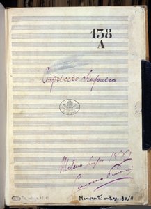 Manuskript-Notenblatt für „Capriccio sinfonico“ von Giacomo Puccini (1858-1924) 1883. Biblioteca del Conservatorio Giuseppe Verdi, Mailand von Giacomo Puccini