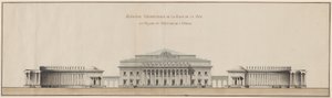Geometrische Erhebung des Friedensplatzes und Fassade des Opernhauses von Giacomo Quarenghi