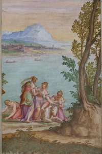 Der Raub der Europa: Jupiter in Gestalt eines Stiers entführt Europa, Haupthalle von Giambattista Zelotti