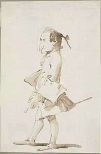 Karikatur eines Mannes, Ganzfigur, nach links gewandt