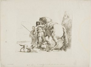 Der Reiter, der neben seinem Pferd steht, aus Capricci von Giambattista Tiepolo