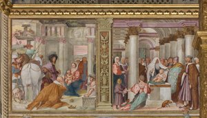 Zentrales Kirchenschiff, Fünfte Nordspanne, Anbetung der Weisen, Darstellung im Tempel, Gian Francesco Bembo