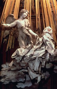 Ekstase der Heiligen Teresa von Avila, von Gian Lorenzo Bernini, Skulptur in Marmor und vergoldeter Bronze