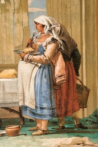 (Detail) Bauernfamilie am Tisch, aus dem Raum der ländlichen Szenen, in der Foresteria, 1757