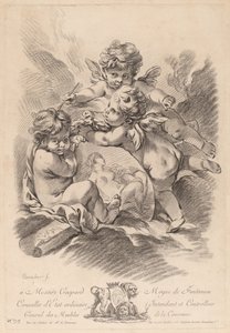 Allegorie der Malerei mit drei Putten von Gilles Demarteau the Elder after François Boucher