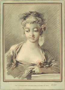 Junge Frau mit einer Rose von Gilles Demarteau, the Elder after François Boucher